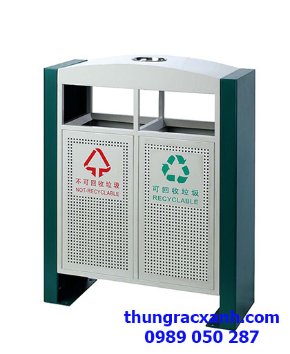 Thùng rác ngoài trời 2 ngăn A88H giá rẻ hàng chất - Ảnh 2