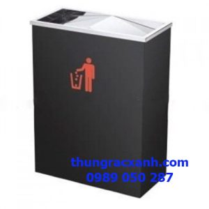 Alternative view of Thùng rác inox hình chữ nhật nắp bập bênh