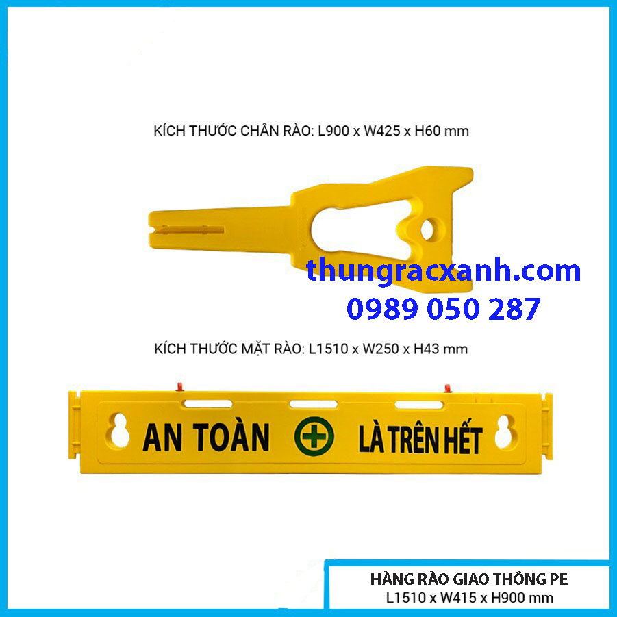 Kích thước hàng rào giao thông nhựa PE