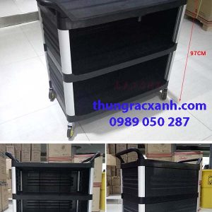 Xe đẩy đồ ăn màu đen