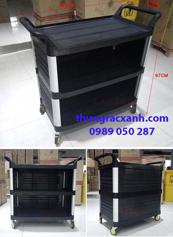 Xe đẩy đồ ăn màu đen