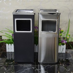 Thùng rác inox gạt tàn 2 màu