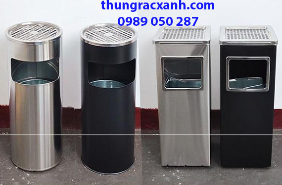 Thùng rác inox có gạt tàn nhiều mẫu mã