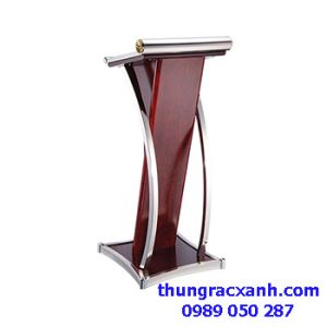 Bục phát biểu inox thân bằng gỗ