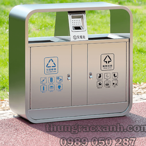 Thùng rác công cộng 2 ngăn có cấu tạo đơn giản và thiết kế tương thích
