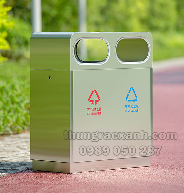 Thùng rác 2 ngăn inox loại nhỏ
