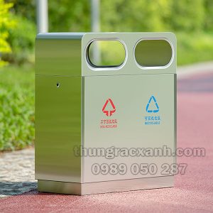 Thùng rác 2 ngăn inox loại nhỏ