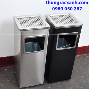 Thùng rác inox gạt tàn sở hữu thiết kế 2 trong 1 tiện lợi