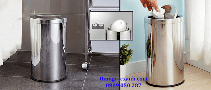 Thùng rác inox nắp lật được sử dụng tại khu vực công cộng