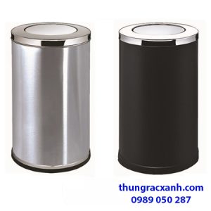 Thùng rác inox nắp lật 2 màu trắng- đen