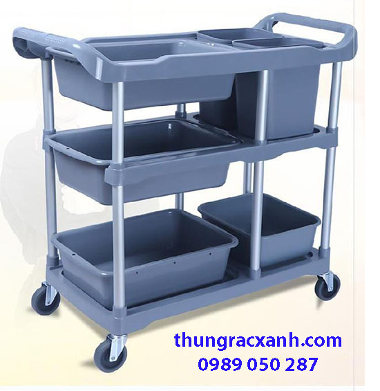 Xe đẩy thức ăn 3 tầng bằng nhựa