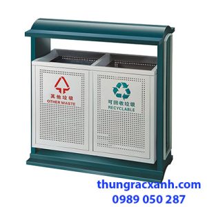 Thùng rác ngoài trời 2 ngăn giá rẻ, nhiều mẫu mã