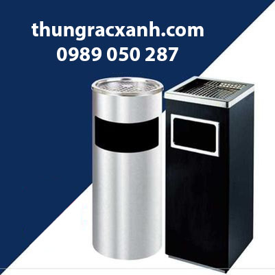 Thùng rác inox có gạt tàn Sp chất lượng, Giá cực rẻ!!